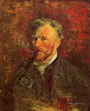 Autoportrait avec tuyau et verre Vincent van Gogh Peinture à l'huile